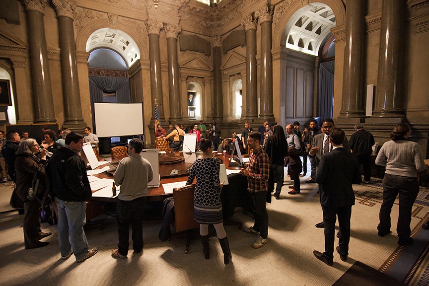 Last year's Democracy hackathon in city council chambers